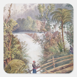 Itamaraty Waterfall in de Serra da Estrela Vierkante Sticker