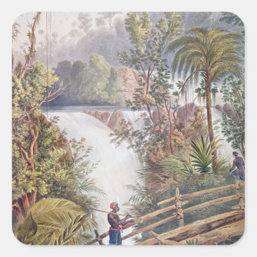 Itamaraty Waterfall in de Serra da Estrela Vierkante Sticker (Voorkant)