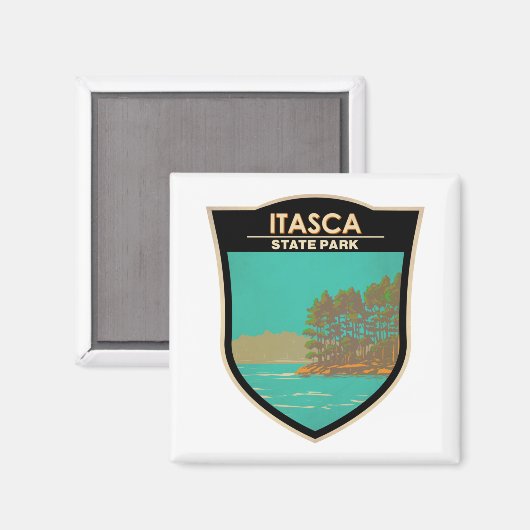 Itasca State Park Minnesota  Badge Magneet (Voorkant / Achterkant)
