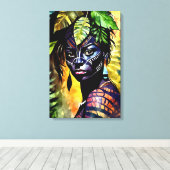 "Itáyara" geschilderde varen - Vrouwen in het Amaz Canvas Afdruk (Insitu (Houten vloer))