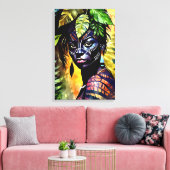 "Itáyara" geschilderde varen - Vrouwen in het Amaz Canvas Afdruk (Insitu (Woonkamer))