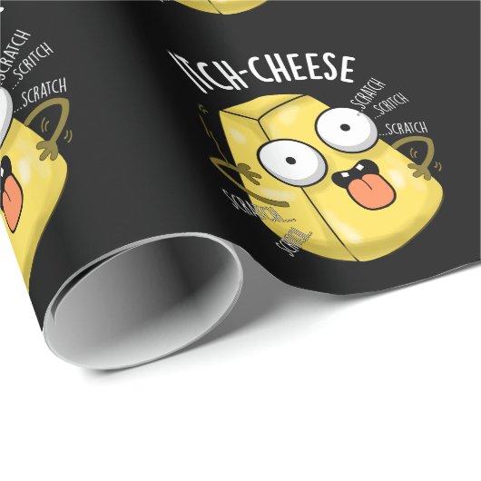 Itch-cheese Funny Cheese Pun Dark BG Cadeaupapier (Rol Hoek)