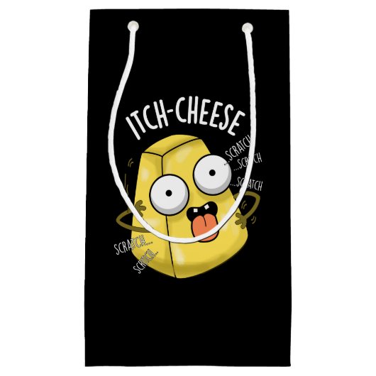 Itch-cheese Funny Cheese Pun Dark BG Klein Cadeauzakje (Voorkant)