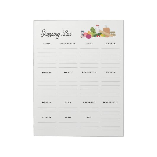 Items op de bewerkbare lijst van supermarkten notitieblok (Linkerzijde)