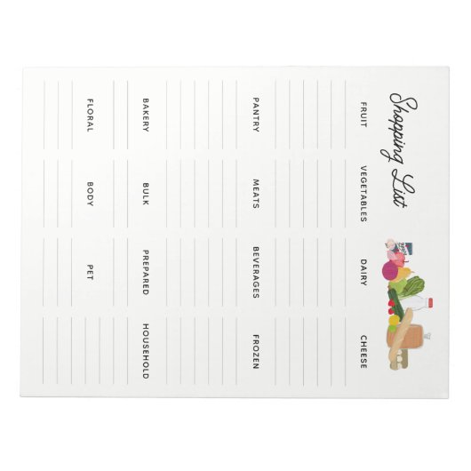 Items op de bewerkbare lijst van supermarkten notitieblok (Voorkant)