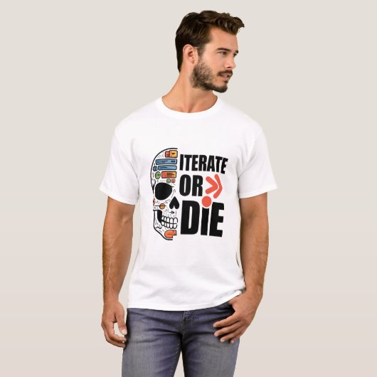 Iterate of Die Funny UI UX Designer T-shirt (Voorkant volledig)