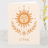 itha Celestial Sun Face Botanical Wreath Art Kaart (Gele Bloem)