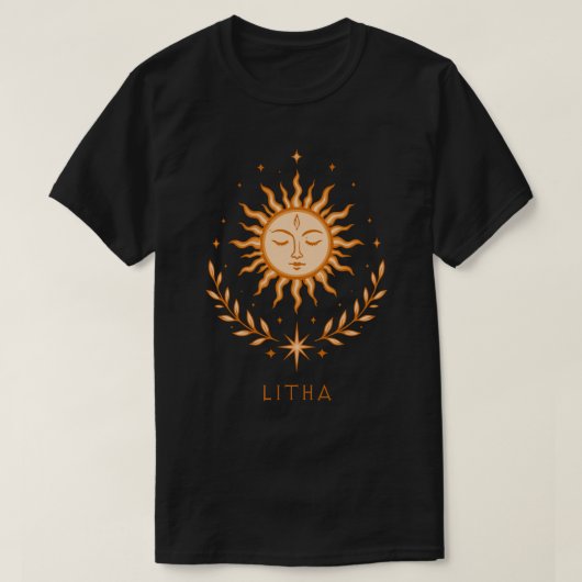 itha Celestial Sun Face Botanical Wreath Art T-shirt (Design voorkant)