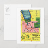 Ithaca en de nabijgelegen punten van belang briefkaart (Voorkant / Achterkant)