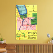 Ithaca en de nabijgelegen punten van belang canvas afdruk (Insitu (Woonkamer))