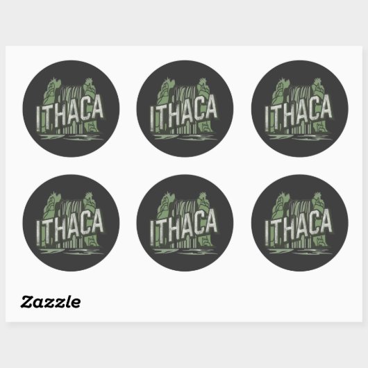 ithaca falls  ronde sticker (Vel)