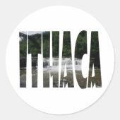 Ithaca is Gorges Ronde Sticker (Voorkant)