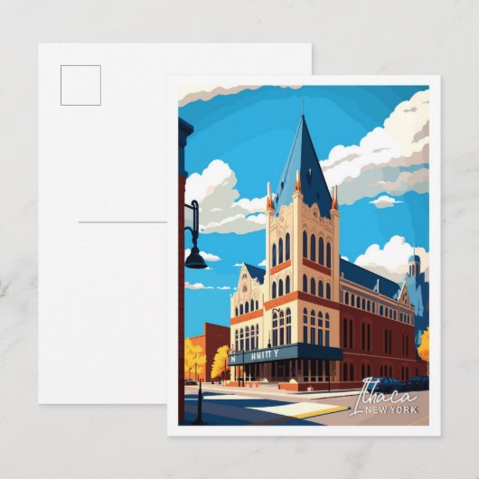 Ithaca New York Travel Illustratie Briefkaart (Voorkant / Achterkant)