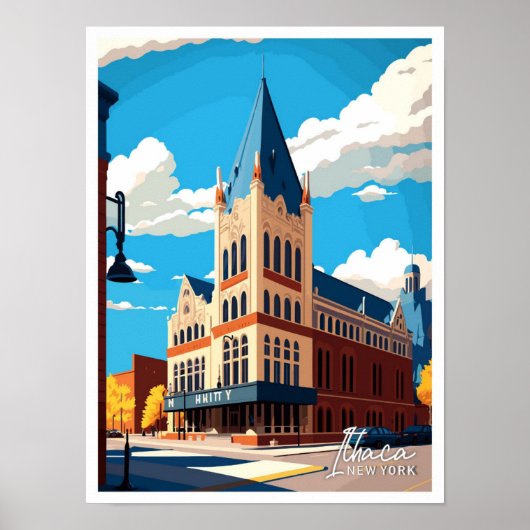 Ithaca New York Travel Illustratie Poster (Voorkant)
