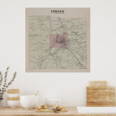  Ithaca NY-kaart (1866) Poster (Keuken)