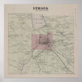  Ithaca NY-kaart (1866) Poster (Voorkant)