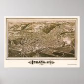 Ithaca, NY Panoramic Map - 1882 Poster (Voorkant)