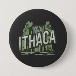 Ithaca-watervallen ronde button 7,6 cm