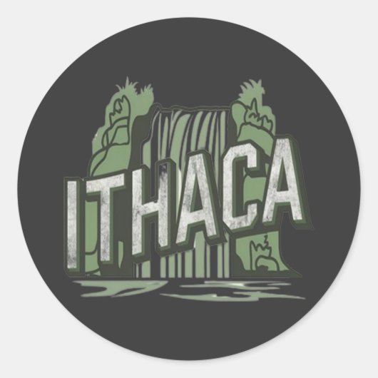 Ithaca-watervallen ronde sticker (Voorkant)