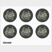 Ithaca-watervallen ronde sticker (Vel)