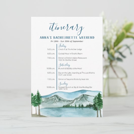 Itinerary Invitation meer van het met het Bachelor Kaart (Staand voorkant)