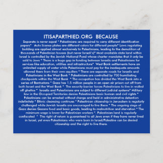 ITISAPARTHEID.ORG BECASUE BRIEFKAART