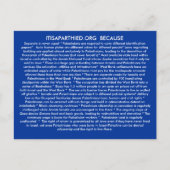 ITISAPARTHEID.ORG BECASUE BRIEFKAART (Voorkant)