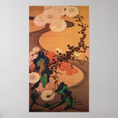 Ito Jakuchu Chrysanthemums met een stream met Rock Poster (Voorkant)