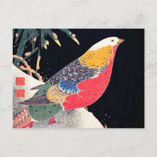 Ito Jakuchu Golden Pheasant in de sneeuw Briefkaart