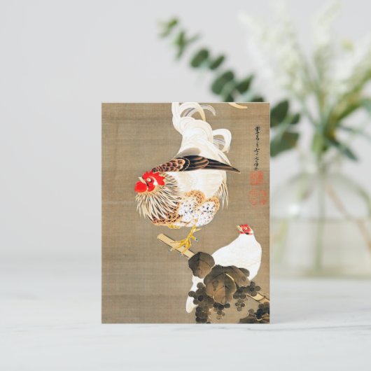 Ito Jakuchu Hen en Rooster met Grapevine Briefkaart (Staand voorkant)