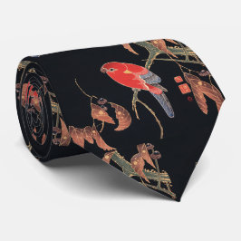 Ito Jakuchu Red Parrot op de tak Japanse kunst Stropdas