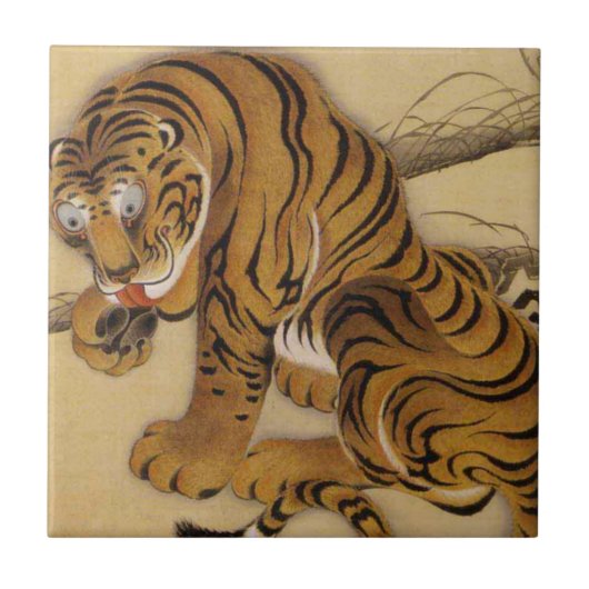 Ito Jakuchu Tiger Tile Tegeltje (Voorkant)