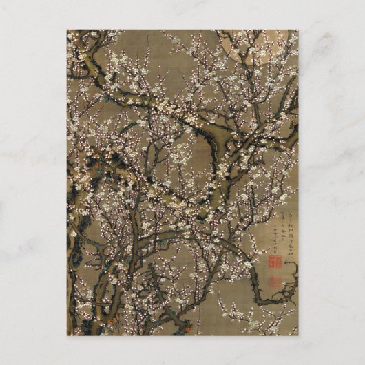 Ito Jakuchu White Plum Blossom en Moon Briefkaart (Voorkant)