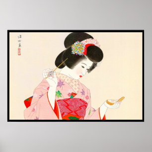 Ito Shinsui make up vntage japanese geisha lady Poster
