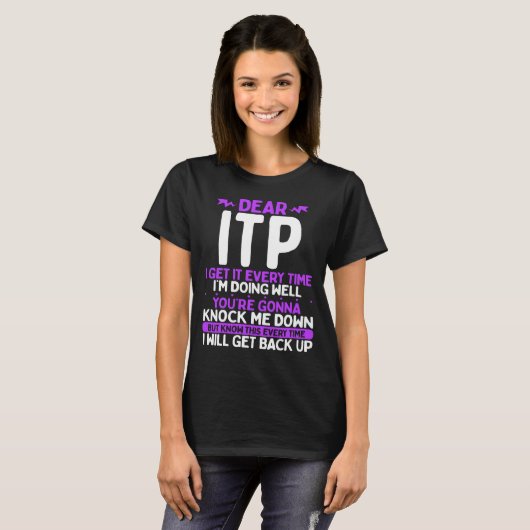 ITP Awareness Month ITP Warrior Purple ITP Ribbon T-shirt (Voorkant volledig)
