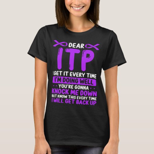 ITP Awareness Month ITP Warrior Purple ITP Ribbon T-shirt (Voorkant)