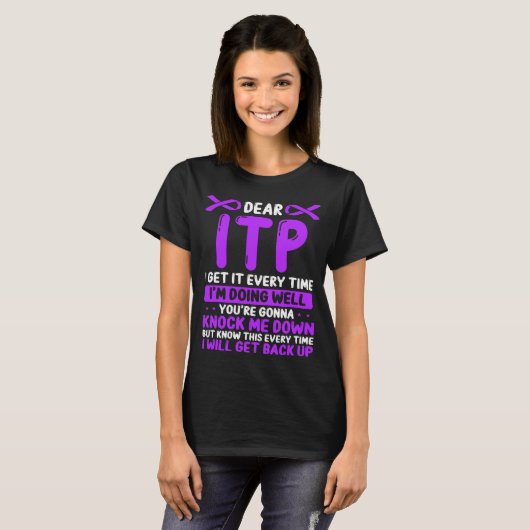 ITP Awareness Month ITP Warrior Purple ITP Ribbon T-shirt (Voorkant volledig)