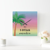 It's 5 O'Clock Somewhere | Tropical Vierkante Klok (Huis)