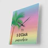 It's 5 O'Clock Somewhere | Tropical Vierkante Klok (Hoek)