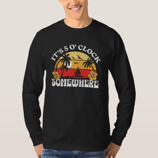 It's 5 Ou2019clock Somewhere Summer Retro Beach Su T-shirt (Voorkant)