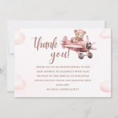 It's a Baby Girl, Pink Bear Party Bedankkaart (Voorkant)