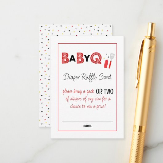 It's a Baby Q for Twins Diaper Raffle Card Informatiekaartje (Voorkant / Achterkant in situ)