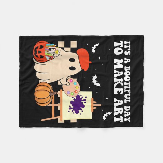 It's A Bootiful Day To Make Art Groovy Art Teacher Fleece Deken (Voorkant (Horizontaal))