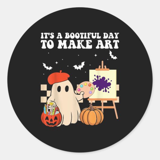 It's A Bootiful Day To Make Art Groovy Art Teacher Ronde Sticker (Voorkant)