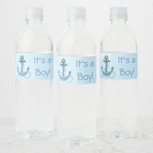"It's a Boy" Anker Nautisch Blauw Flessenlabel Waterfles Etiket (Flessen)