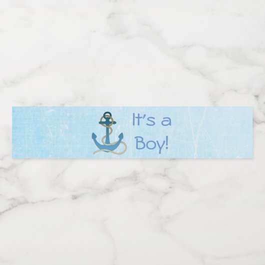 "It's a Boy" Anker Nautisch Blauw Flessenlabel Waterfles Etiket (Enkel label)