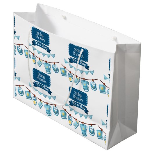 It's A Boy Baby Shower Grote Cadeautas (Voorkant Gekanteld)