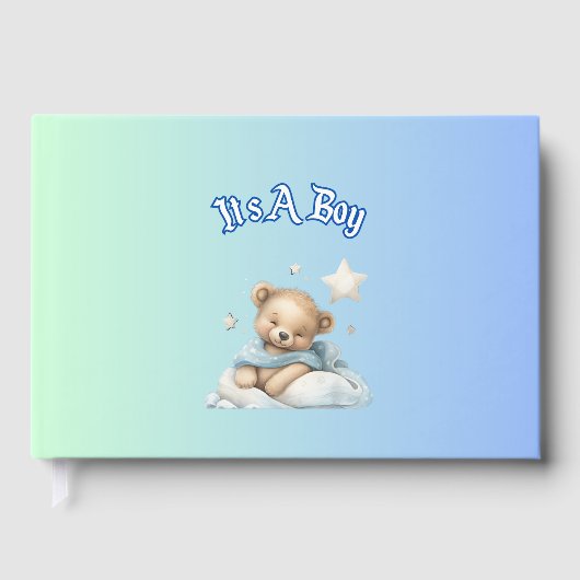 "It's a Boy" Baby shower Party Decor - Teddy Bear  Gastenboek (Voorkant)