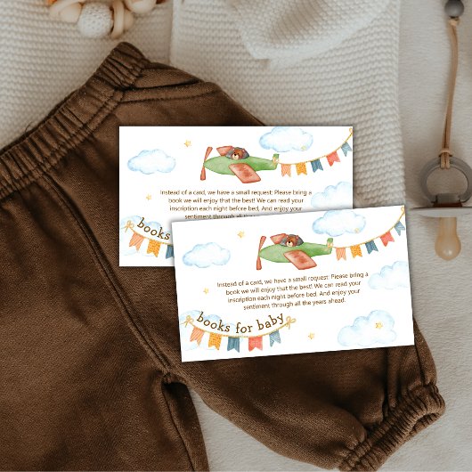 It's A Boy Bear Airplane Books For Baby Shower  Informatiekaartje
