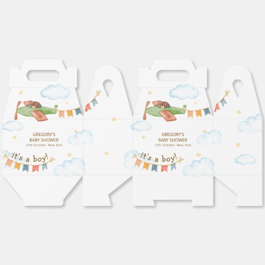 It's A Boy Bear Airplane Sky Baby Shower  Bedankdoosjes (Ongevouwen)